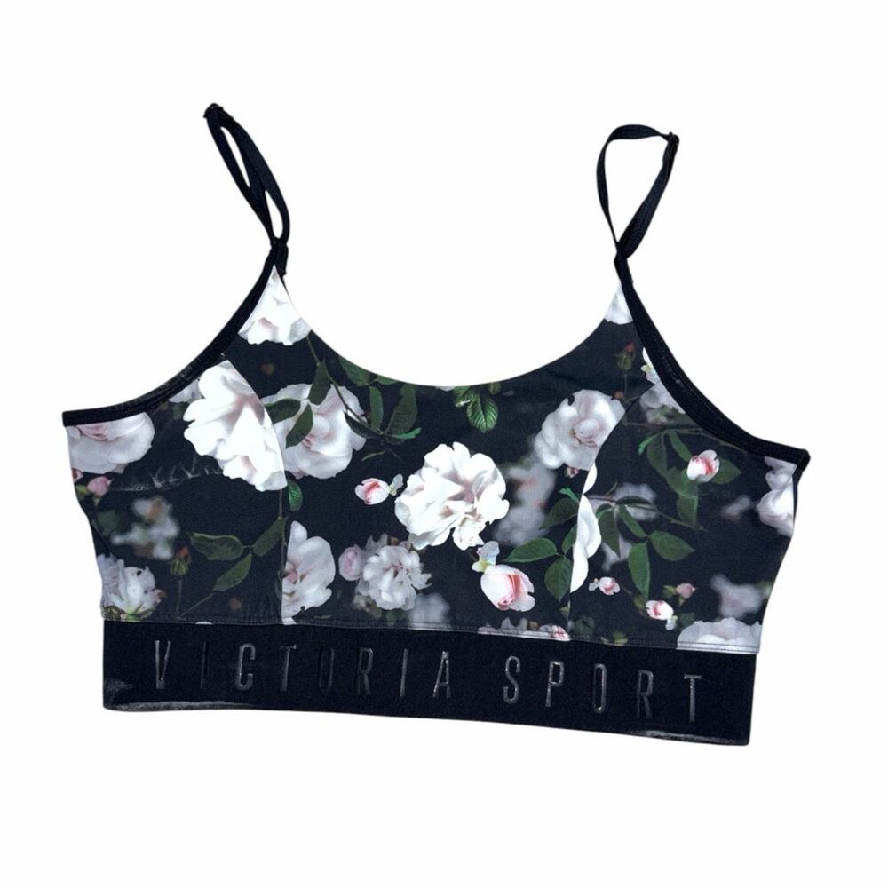 Victoria's Secret Victoria Sport Black & White Floral Sports Bra Large
